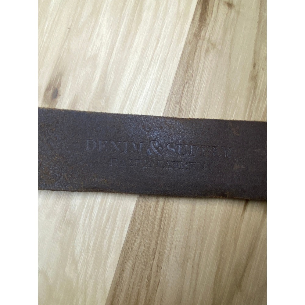 Denim & Supply Ralph Lauren Mens Leather Belt Brown Brass Buckle Distressed 42 - Picture 5 of 8